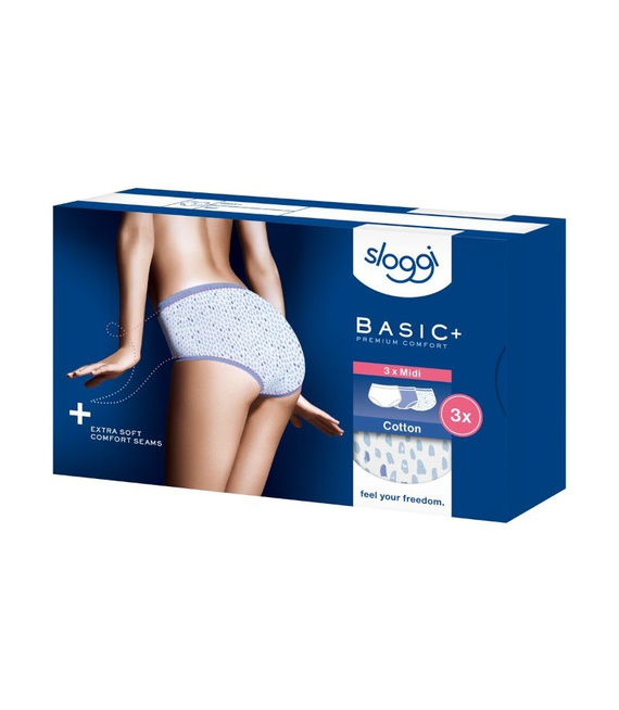 Sloggi trójpak majtki damskie typu midi Basic H Midi C3P