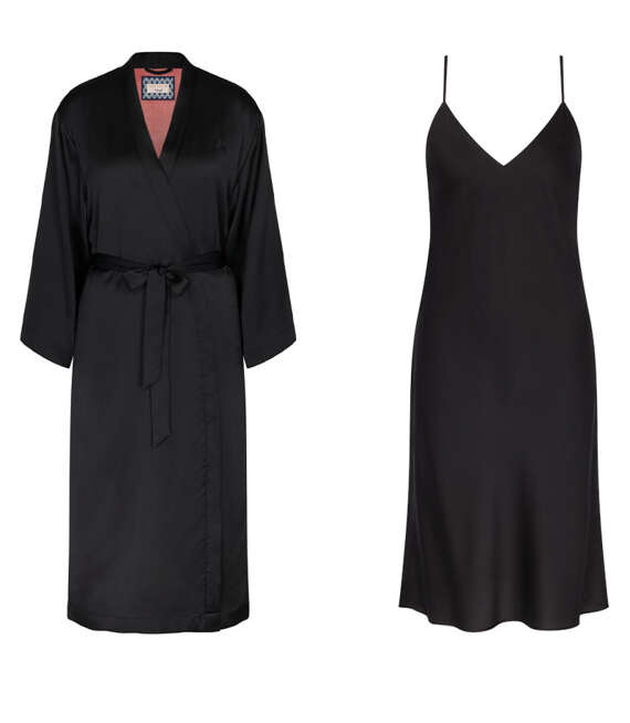 Komplet bielizny nocnej: Szlafrok damski Robes Satin Robe 01 + Koszulka nocna Silky Sensuality NDW X