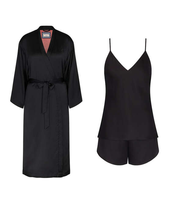 Seksowny komplet nocny Triumph  Piżama damska Silky Sensuality PSW X + Szlafrok Robes Satin Robe 01